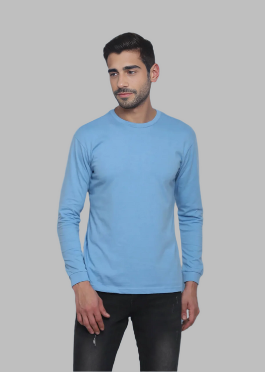 Crew Neck: Full Sleeves - Cyan Blue