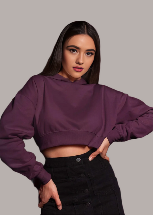 Croptop Hoodie - Wine